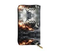 WZYWHJ Elegante portafoglio in pelle con stampa Tiger Out of Cannon Fire, pochette lunga da donna, materiale resistente, 12 scomparti per schede, scomparti con cerniera, nero, taglia unica, Nero ,