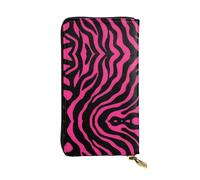 WZYWHJ Elegante portafoglio in pelle con stampa zebrata tigre leopardata rosa - pochette lunga da donna, materiale resistente, 12 scomparti per schede, scomparti con cerniera, nero, taglia unica, Nero