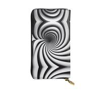 WZYWHJ Elegante portafoglio in pelle stampata a spirale con illusione ottica - Pochette lunga da donna, materiale resistente, 12 scomparti per schede, scomparti con cerniera, nero, taglia unica, Nero
