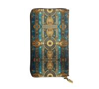 WZYWHJ Elegante portafoglio in pelle stampata con affresco antico, pochette lunga da donna, materiale resistente, 12 scomparti per carte, scomparti con cerniera