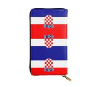 WZYWHJ Elegante portafoglio in pelle stampata con bandiera della Repubblica di Croazia, pochette lunga da donna, materiale resistente, 12 scomparti per carte, scomparti con cerniera, nero, taglia