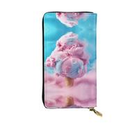 WZYWHJ Elegante portafoglio in pelle stampata con gelato marshmallow, pochette lunga da donna, materiale resistente, 12 scomparti per carte, scomparti con cerniera