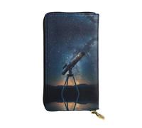 WZYWHJ Elegante portafoglio in pelle stampata con il cielo stellato nel telescopio, pochette lunga da donna, materiale resistente, 12 scomparti per carte, scomparti con cerniera
