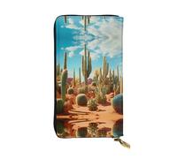 WZYWHJ Elegante portafoglio in pelle stampata con il territorio del cactus - Pochette lunga da donna, materiale resistente, 12 scomparti per schede, scomparti con cerniera