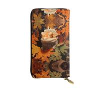 WZYWHJ Elegante portafoglio in pelle stampata con lucertola tra le foglie, pochette lunga da donna, materiale resistente, 12 scomparti per carte, scomparti con cerniera