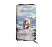 WZYWHJ Elegante portafoglio in pelle stampata con orso polare, pochette lunga da donna, materiale resistente, 12 scomparti per carte, scomparti con cerniera, nero, taglia unica, Nero , Taglia unica