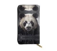 WZYWHJ Elegante portafoglio in pelle stampata con panda nell'acqua, pochette lunga da donna, materiale resistente, 12 scomparti per carte, scomparti con cerniera, nero, taglia unica, Nero , Taglia