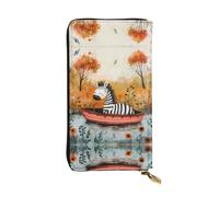 WZYWHJ Elegante portafoglio in pelle stampata con piccola zebra sulla barca, pochette lunga da donna, materiale resistente, 12 scomparti per carte, scomparti con cerniera