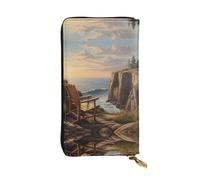 WZYWHJ Elegante portafoglio in pelle stampata con sguardo al mare, pochette lunga da donna, materiale resistente, 12 scomparti per carte, scomparti con cerniera