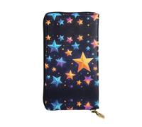 WZYWHJ Elegante portafoglio in pelle stampata con stelle brillanti nel cielo notturno, pochette lunga da donna, materiale resistente, 12 scomparti per carte, scomparti con cerniera