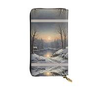 WZYWHJ Elegante portafoglio in pelle stampata invernale con scritta "The bitter cold winter", pochette lunga da donna, materiale resistente, 12 scomparti per carte, scomparti con cerniera
