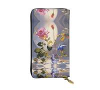 WZYWHJ Elegante portafoglio in pelle stampata Morning Glory e Rose, pochette lunga da donna, materiale resistente, 12 scomparti per carte, scomparti con cerniera