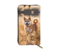 WZYWHJ Elegante portafoglio in pelle stampata Shiba Inu - Pochette lunga da donna, materiale resistente, 12 scomparti per carte, scomparti con cerniera, nero, taglia unica, Nero , Taglia unica