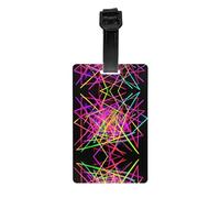 WZYWHJ Etichetta per bagagli con immagine di linee al neon con cinturino staccabile, gancio da viaggio per una comoda identificazione, dimensioni biglietto da visita leggero e personalizzato