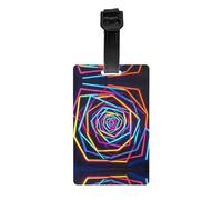 WZYWHJ Etichetta per bagagli con immagine di linee surround al neon con cinturino staccabile, gancio da viaggio per una comoda identificazione, dimensioni biglietto da visita leggero e personalizzato