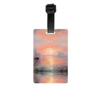 WZYWHJ Etichetta per bagagli con immagine di tramonto a colori con cinturino staccabile, gancio da viaggio per una comoda identificazione, dimensioni biglietto da visita leggero e personalizzato