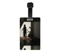 WZYWHJ Etichetta per bagagli con stampa di ombre, cinturino da polso rimovibile, gancio da viaggio per una facile identificazione, formato biglietto da visita leggero e personalizzabile