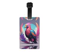 WZYWHJ Etichetta per bagagli con stampa di piume al neon con cinturino staccabile, gancio da viaggio per una comoda identificazione, dimensioni biglietto da visita leggero e personalizzato