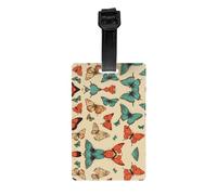 WZYWHJ Etichetta per bagagli disegnata a mano con farfalla colorata stampata con cinturino staccabile - Gancio da viaggio per una comoda identificazione - Dimensioni biglietto da visita leggero e