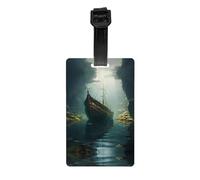 WZYWHJ Etichetta per bagagli stampata con naufragio in fondo al lago con cinturino staccabile, gancio da viaggio per una comoda identificazione, formato biglietto da visita leggero e personalizzato