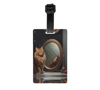WZYWHJ Etichette per bagagli con immagine di gatto che guarda allo specchio, etichette per la protezione della privacy da viaggio per uomini e donne