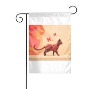 Wzywhj Farfalla e gatto immagine estate giardino bandiera doppia faccia decorazione cortile 30,5 x 45,7 cm