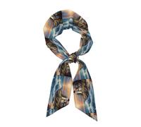 WZYWHJ Faro Diamond Painting stampa Donna lunga striscia di seta sciarpa, morbido e setoso raso velo