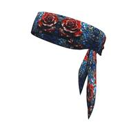 WZYWHJ Fasce per capelli con stampa rosa rossa, cravatta sportiva per uomini e donne, fascia per capelli per corsa, allenamento e calcio
