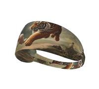 WZYWHJ Fascia morbida e assorbente per allenamento basket rosso, accessorio per capelli ideale per yoga, corsa e altro ancora! Stampa tigre che insegue coniglio