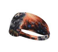 WZYWHJ Fascia morbida e assorbente per allenamento basket rosso, accessorio per capelli ideale per yoga, corsa e altro ancora! Volpe argentata sotto fuochi d'artificio stampata
