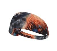 WZYWHJ Fascia morbida e assorbente per allenamento basket rosso, accessorio per capelli ideale per yoga, corsa e altro ancora! Stampa volpe argentata sotto fuochi d'artificio