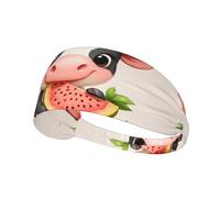 WZYWHJ Fascia morbida e assorbente per allenamento basket rosso, accessorio per capelli ideale per yoga, corsa e molto altro ancora! Immagine di mucca che mangia anguria