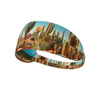 WZYWHJ Fascia morbida e assorbente per allenamento basket rosso - Accessorio per capelli ideale per yoga, corsa e altro ancora! Il territorio del cactus stampato