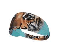 WZYWHJ Fascia morbida e assorbente per allenamento basket rosso - Accessorio per capelli ideale per yoga, corsa e altro ancora! Tigre su sfondo blu stampato