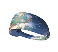 WZYWHJ Fascia morbida e assorbente per allenamento basket rosso, accessorio per capelli ideale per yoga, corsa e altro ancora! Stampa albero di Natale innevato