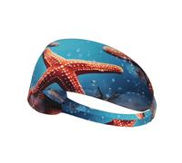 WZYWHJ Fascia morbida e assorbente per allenamento basket rosso, accessorio per capelli ideale per yoga, corsa e altro ancora! Bella stella marina stampata