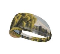 WZYWHJ Fascia morbida e assorbente per allenamento basket rosso, accessorio per capelli ideale per yoga, corsa e molto altro ancora! Stampa di alberi di salice vicino al lago