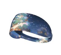 WZYWHJ Fascia morbida e assorbente per allenamento basket rosso, accessorio per capelli ideale per yoga, corsa e altro ancora! Stampa albero di Natale innevato