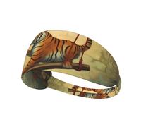 WZYWHJ Fascia morbida e assorbente per allenamento basket rosso - Accessorio per capelli ideale per yoga, corsa e molto altro ancora! Stampa piccola tigre sull'altalena