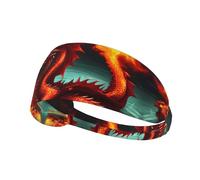 WZYWHJ Fascia morbida e assorbente per allenamento basket rosso, accessorio per capelli ideale per yoga, corsa e altro ancora! Stampa di Dragon King in Fire