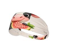 WZYWHJ Fascia morbida e assorbente per allenamento basket rosso, accessorio per capelli ideale per yoga, corsa e molto altro ancora! Immagine di mucca che mangia anguria