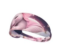 WZYWHJ Fascia morbida e assorbente per allenamento basket rosso, accessorio per capelli ideale per yoga, corsa e altro ancora! Carino bambino elefante che dorme rosa luna stampe
