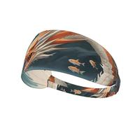WZYWHJ Fascia morbida e assorbente per allenamento basket rosso, accessorio per capelli ideale per yoga, corsa e molto altro ancora! Fish Leap Dragon Gate stampato