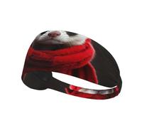 WZYWHJ Fascia morbida e assorbente per allenamento basket rosso - Accessorio per capelli ideale per yoga, corsa e altro ancora! Un furetto con una sciarpa rossa stampata
