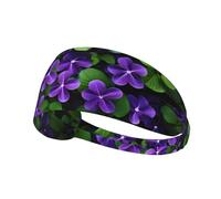WZYWHJ Fascia morbida e assorbente per allenamento basket rosso, accessorio per capelli ideale per yoga, corsa e altro ancora! Mazzo di violette stampate