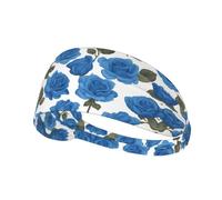 WZYWHJ Fascia morbida e assorbente per allenamento basket rosso, accessorio per capelli ideale per yoga, corsa e altro ancora! Belle rose blu stampate