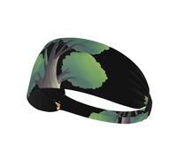 WZYWHJ Fascia morbida e assorbente per allenamento basket rosso, accessorio per capelli ideale per yoga, corsa e molto altro ancora! Stampa piccola volpe dietro l'albero