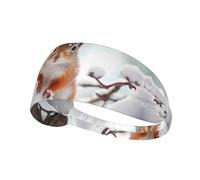 WZYWHJ Fascia morbida e assorbente per allenamento basket rosso, accessorio per capelli ideale per yoga, corsa e molto altro ancora! Piccolo scoiattolo sull'albero di neve stampato