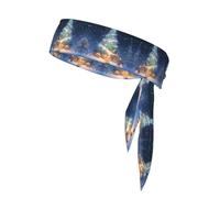 WZYWHJ Fascia per capelli con stampa albero di Natale innevato, cravatta sportiva per uomini e donne, fascia per capelli per corsa, allenamento e calcio
