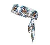 WZYWHJ Fascia per capelli con stampa di casa della neve accanto all'abete, cravatta sportiva, per uomini e donne, fascia per capelli per corsa, allenamento e calcio